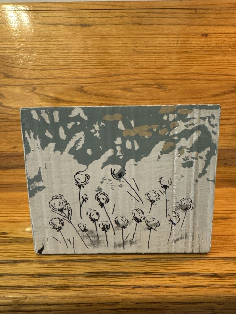 Vintage Tawnya Norton Painted Cotton Rustic Wooden Art ~ SIGNED